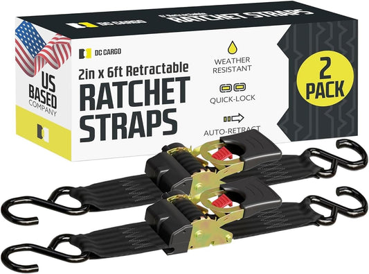 DC Cargo Mall Auto Retractable Ratchet Straps for Heavy Duty Use