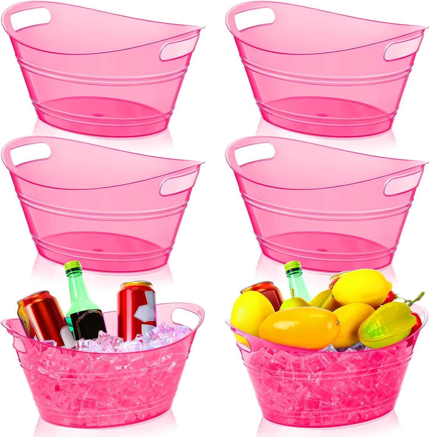 Meekoo 6 Pcs Plastic Ice Buckets for Parties and Events