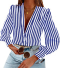 Women's Long Sleeve Heart Print Satin Button Down Blouse - Chic Office