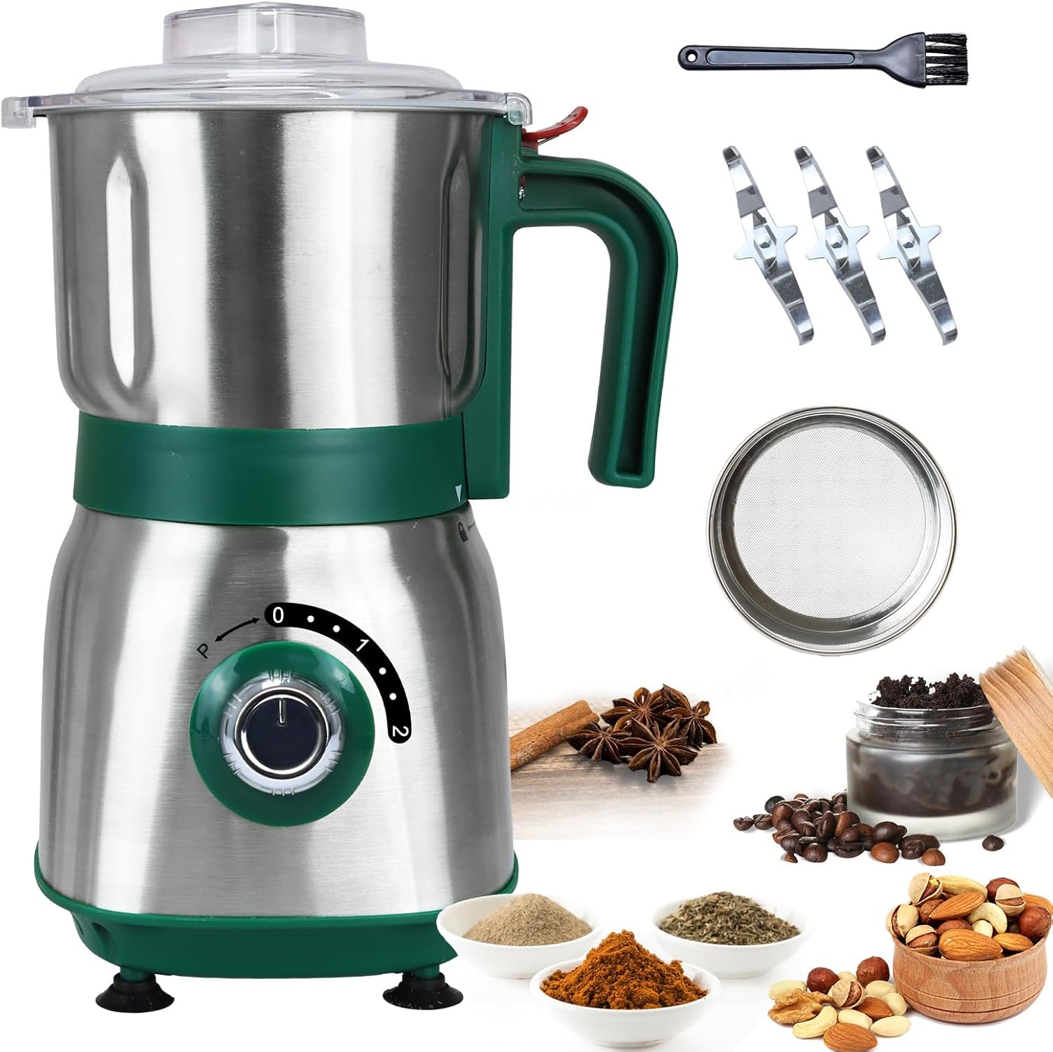 Electric Spice Grinder for Kitchen with Stainless Steel Blades