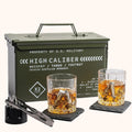 Tactical Whiskey Glass Set with Stones and Slate Coasters - Gift