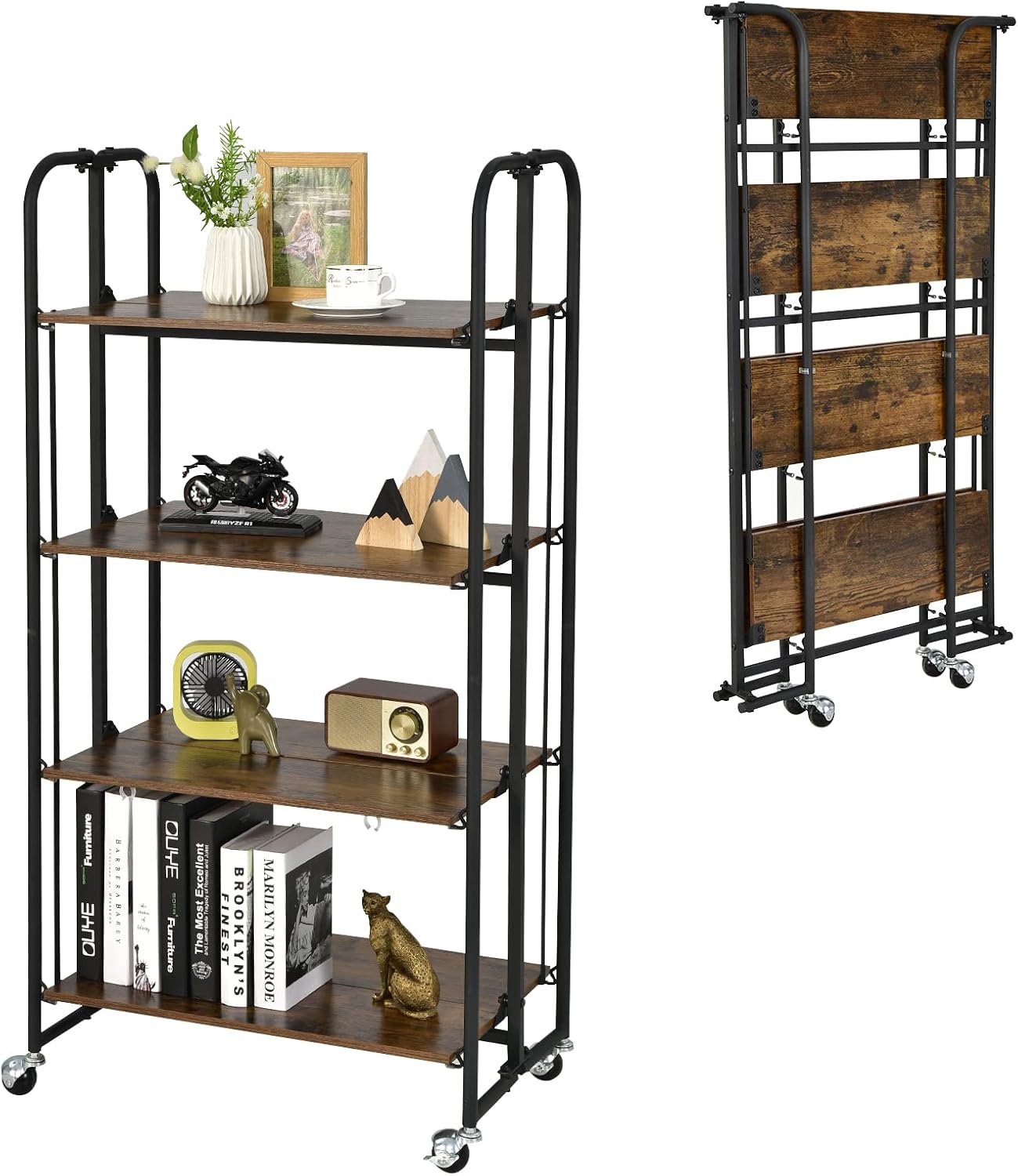 Giantex 4-Tier Rolling Cart - No Assembly, Lockable Wheels