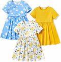 PATPAT Toddler Girl Floral Skater Dresses 3-Pack for Summer Fun
