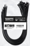 Zip Ties 18 in 100 Pack - Strong Black Cable Ties for Indoor/Outdoor