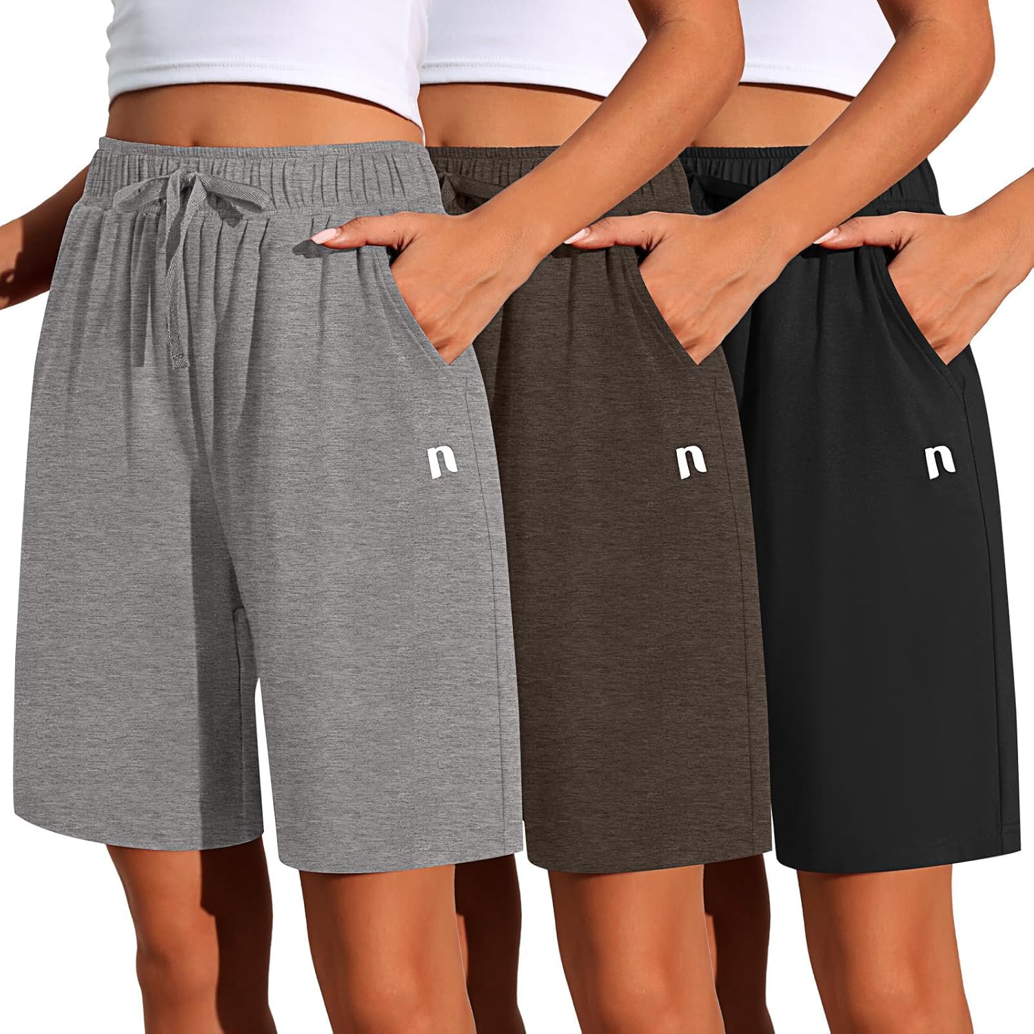 Neer Women's Quick Dry High Waisted Bermuda Athletic Shorts