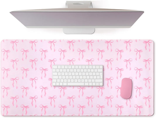Coquette Pink Bow Mouse Pad - XL Desk Mat for Trendy Laptop Work