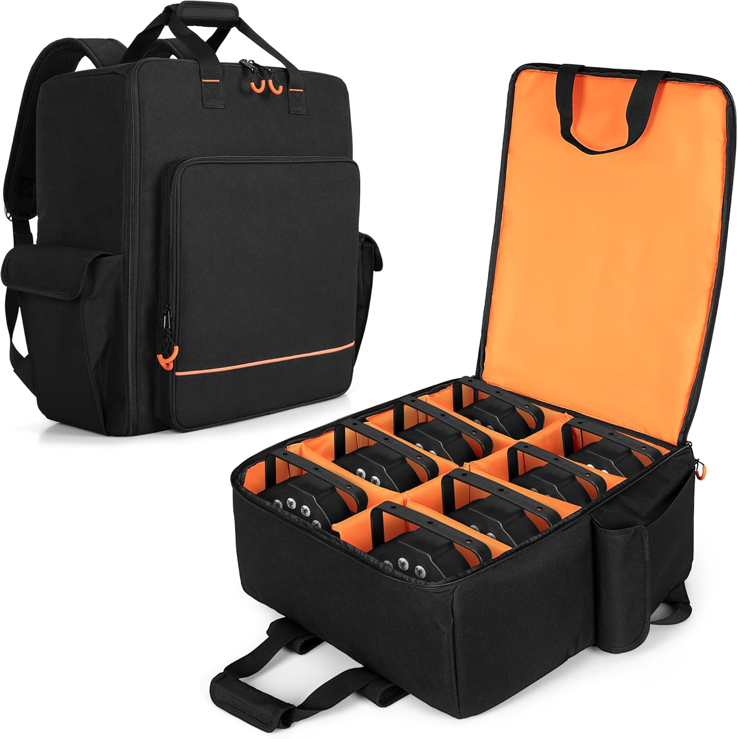 LUXJA Padded Par Light Bag for 8 Par Lights with Pockets