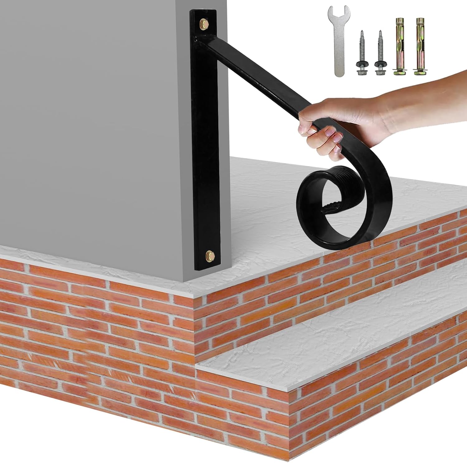 12in Handrail for Outdoor Steps - Safe and Stylish Support