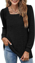 BZB Womens Tunic Tops for Leggings Square Neck Puff Sleeve - Casual