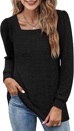 BZB Womens Tunic Tops for Leggings with Square Neck Design