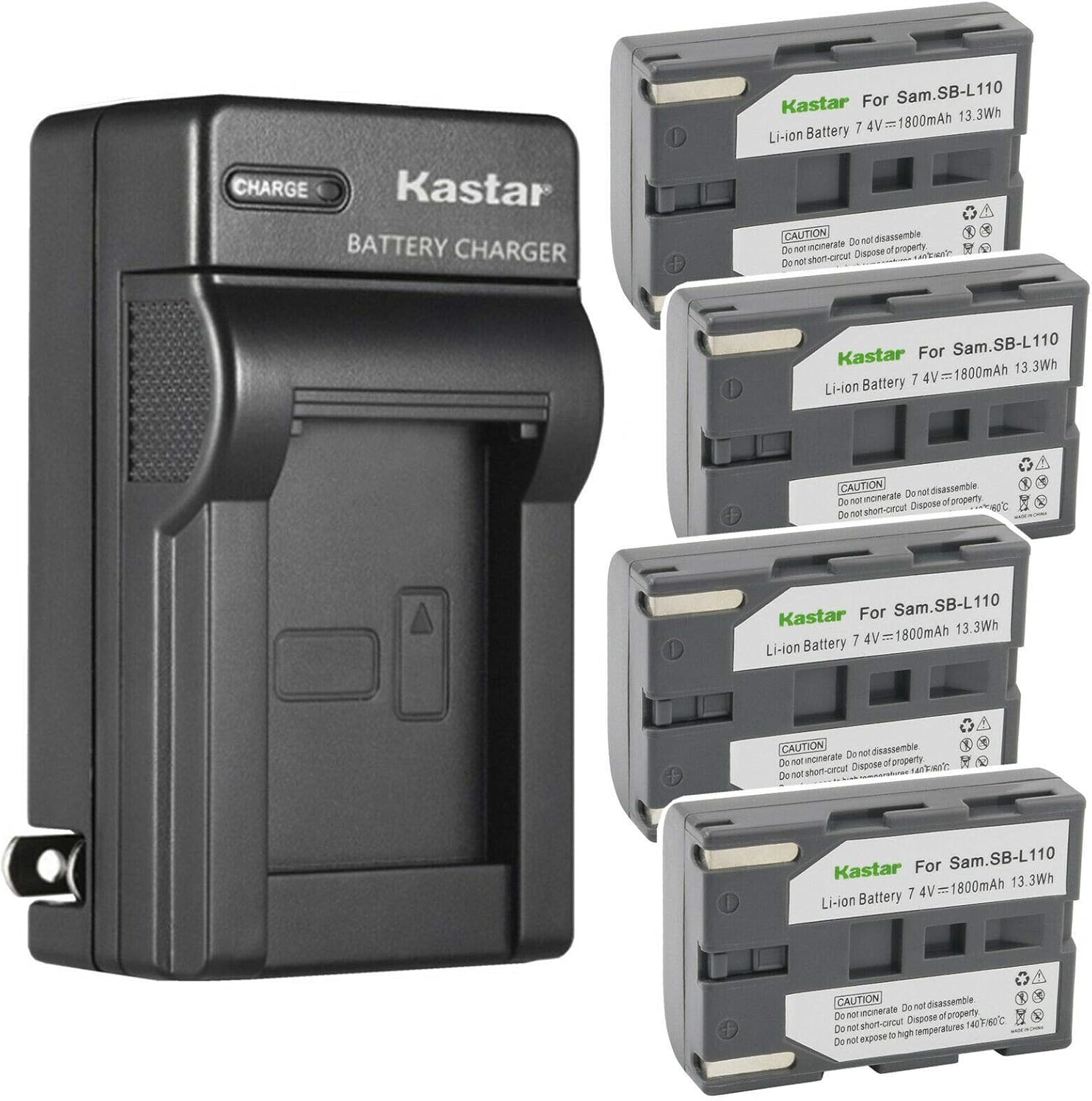 Kastar 4-Pack SB-L110 Battery and Charger for Medion Cameras