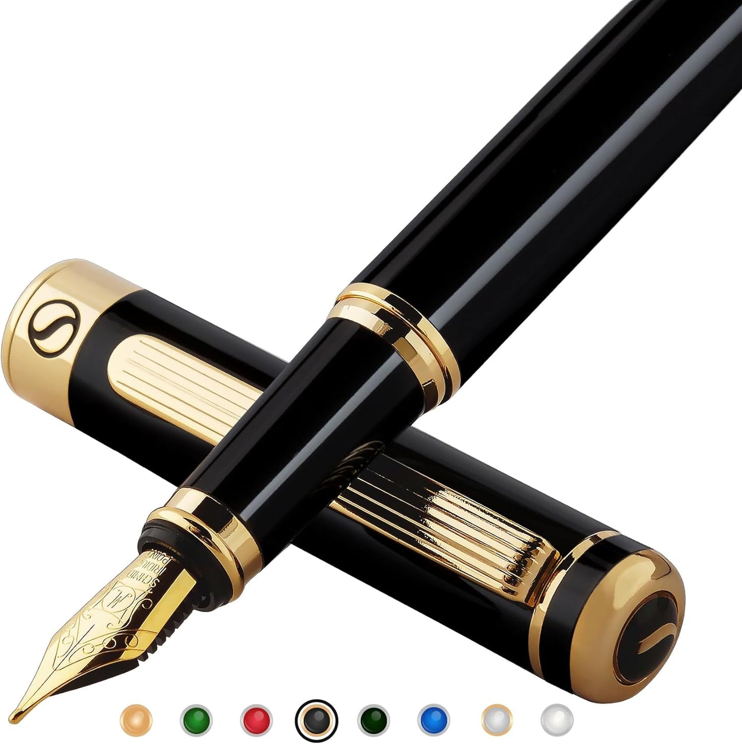 Scriveiner Luxury Fountain Pen - Elegant Black Lacquer Design