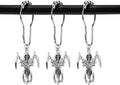 Shower Curtain Hooks Rings Set of 12 - Skeleton Reaper Scythe Pendant