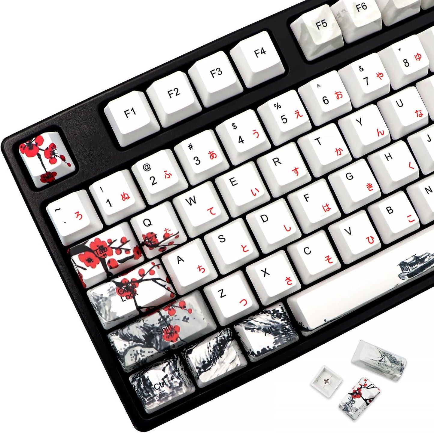 JSJT Japanese Keycaps PBT Dye-Sublimation Plum Blossom Set