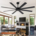 Depuley 66in Black Ceiling Fan without Light - Quiet Reversible DC