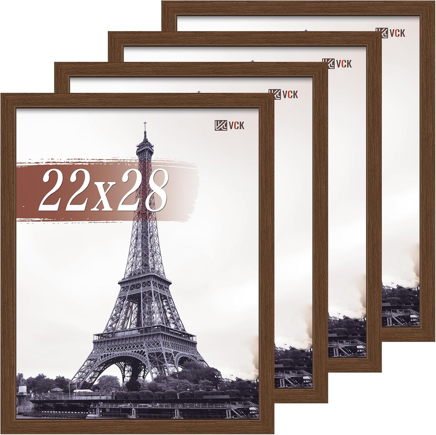 VCK 22x28 Poster Frame Set of 4 - Elegant Brown Wood Frames