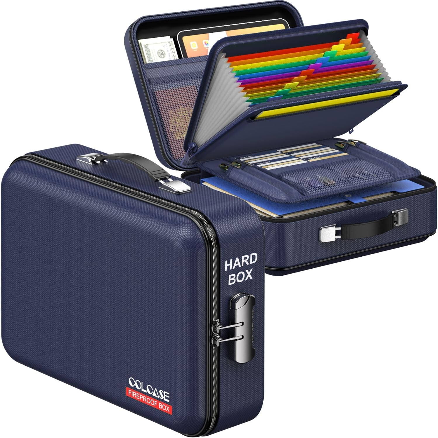 COLCASE Fireproof File Box - Secure Document Organizer Safe