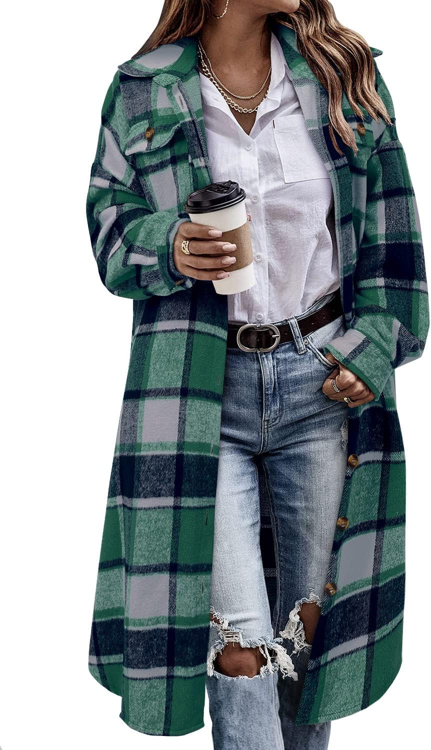 Stylish Womens Plaid Shacket Jacket for Casual Outfits