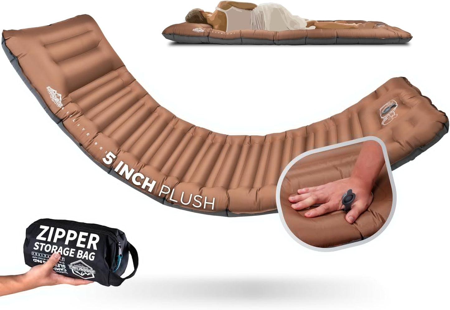 ZOOOBELIVES Camping Sleeping Pad with Built-in Pump & Pillow