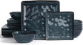 Famiware Ocean Square Plates and Bowls Set, 18-Piece Dinnerware Set