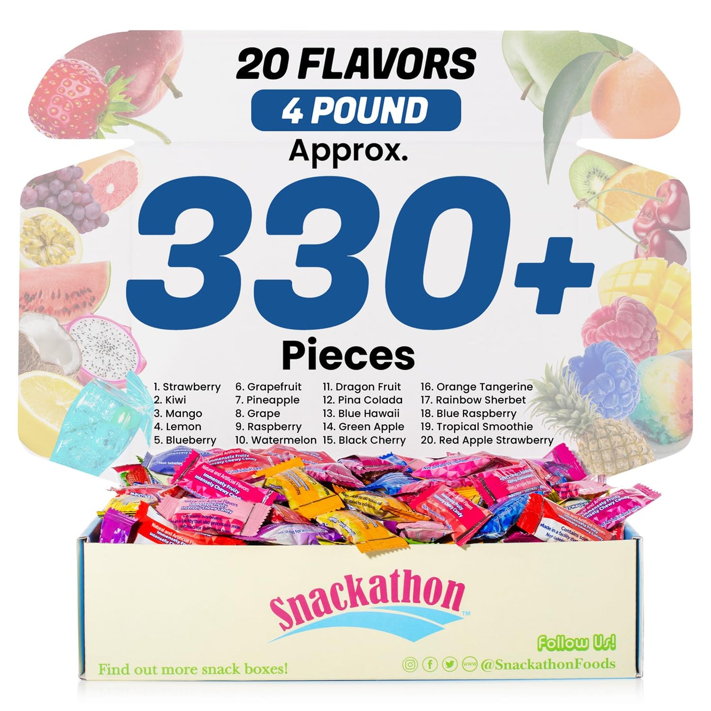 Fruit Chew 20 Flavors Bulk 330+ Pieces Perfect for Gifting