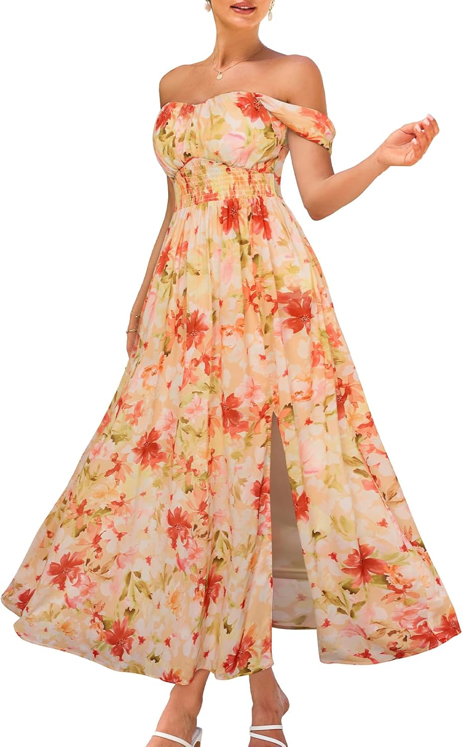 GRACE KARIN Women's Summer Floral Print Flowy Maxi Dress