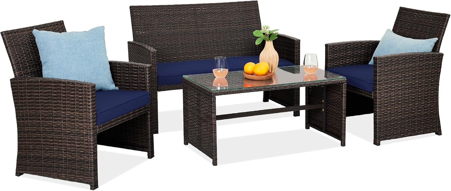 Best Choice Products 4-Piece Outdoor Wicker Patio Furniture Set