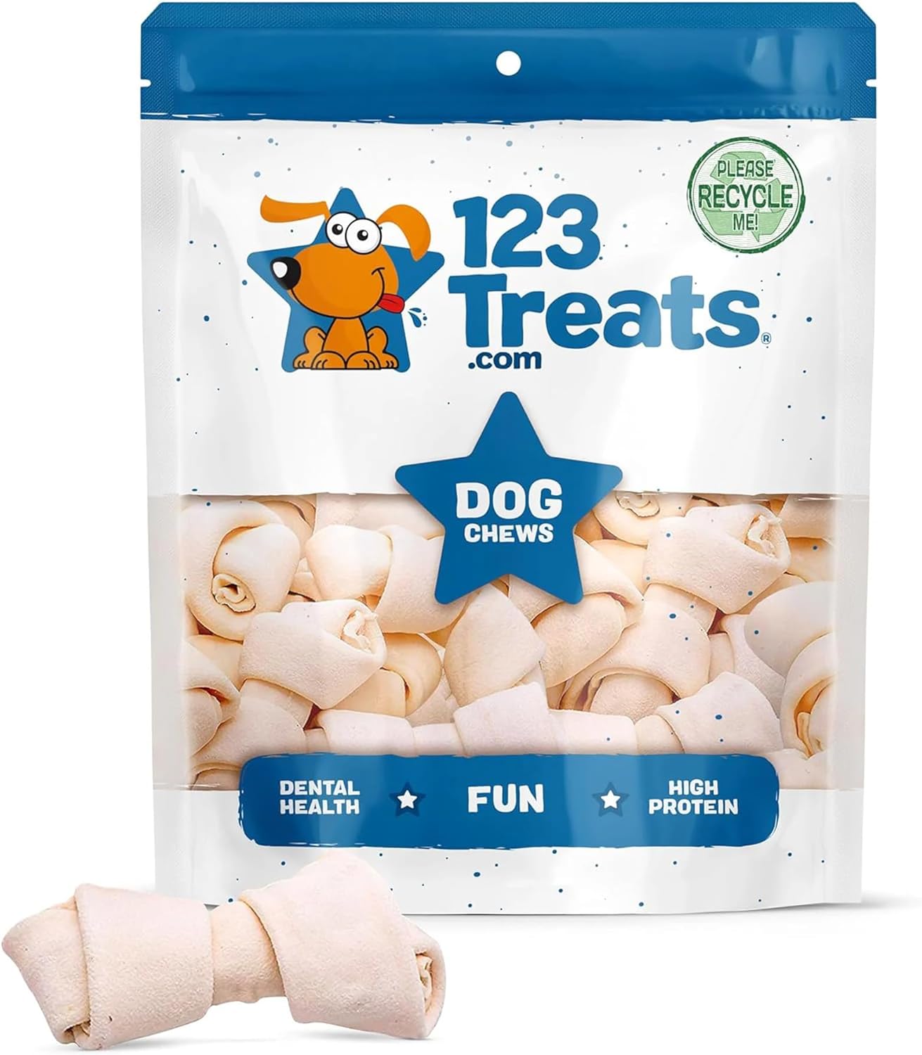 Premium Rawhide Dog Bones Chews for All Sizes - 50 Count