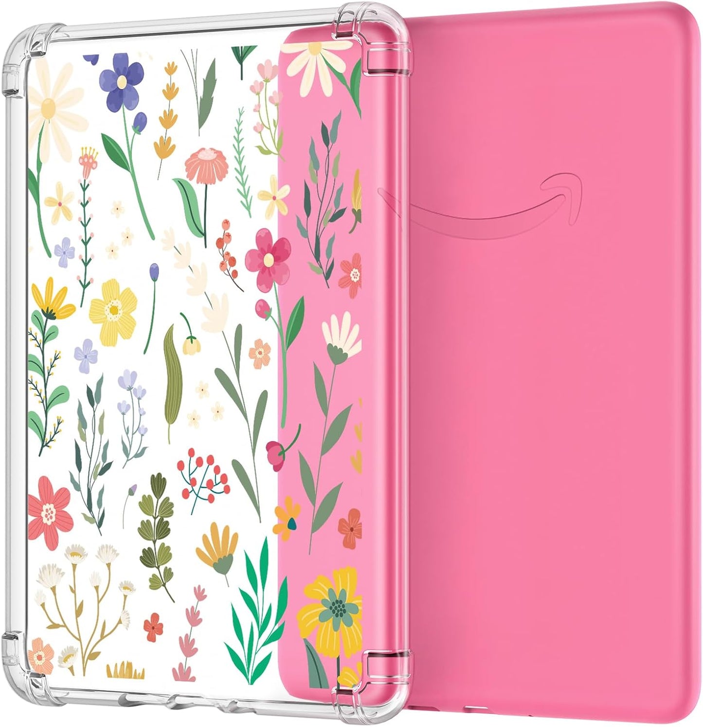 MoKo Case for 7in Kindle Paperwhite 2024 - Clear & Flower Design