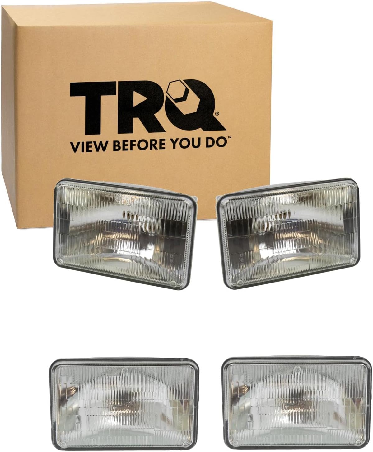 TRQ Rectangular Sealed Beam Headlight Set for Classic Cars