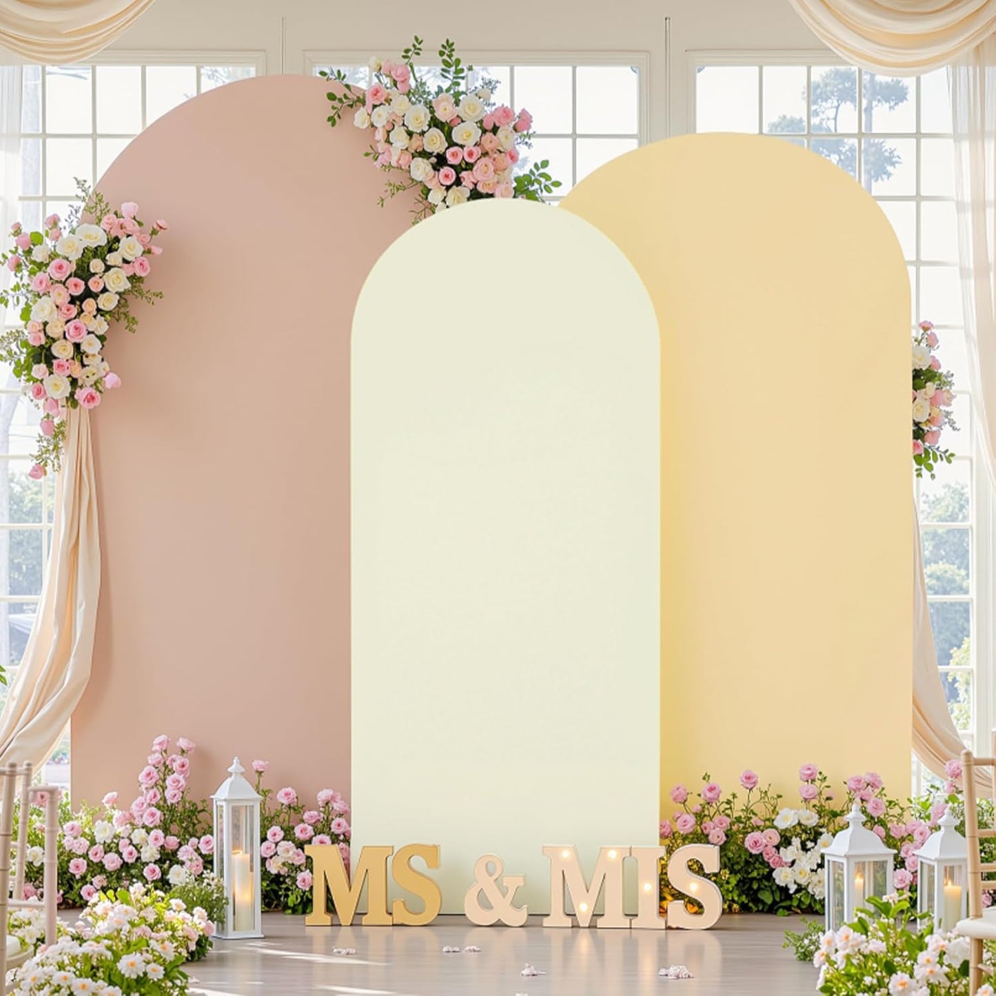 Set of 3 Arch Backdrop Covers for Elegant Wedding Decor