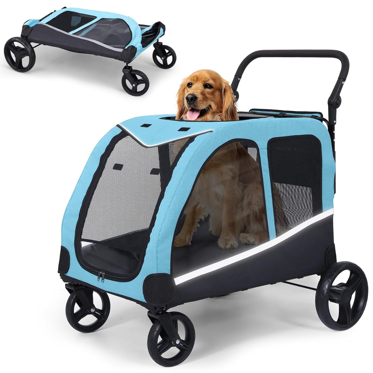 Dog Stroller for Large Dogs - Foldable Pet Wagon Carriage