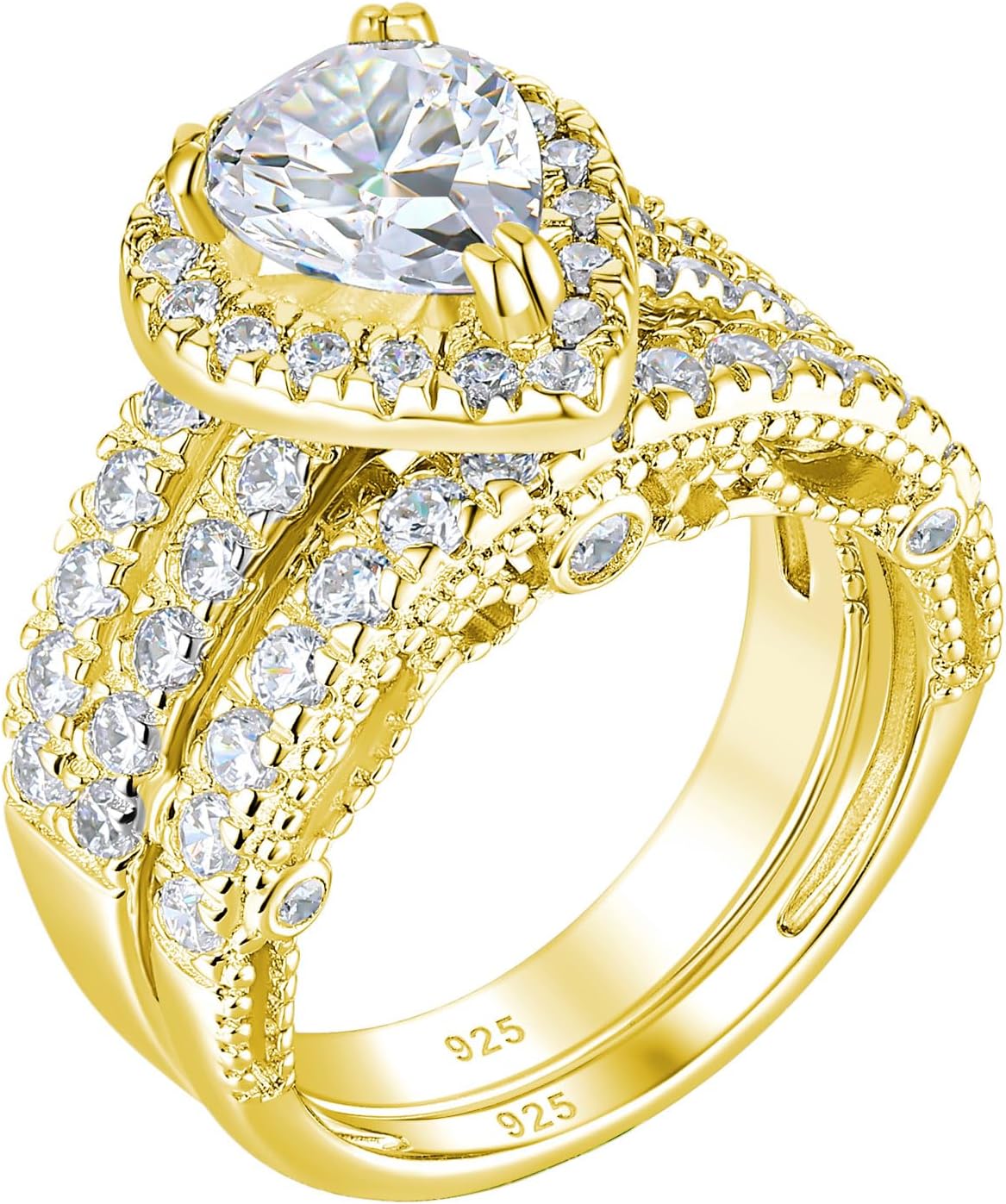 Wuziwen 4 Carats Wedding Engagement Ring Set for Women in Silver
