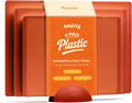 Orange Plastic Cutting Board Set 3-Pack with Holder - Non-Slip