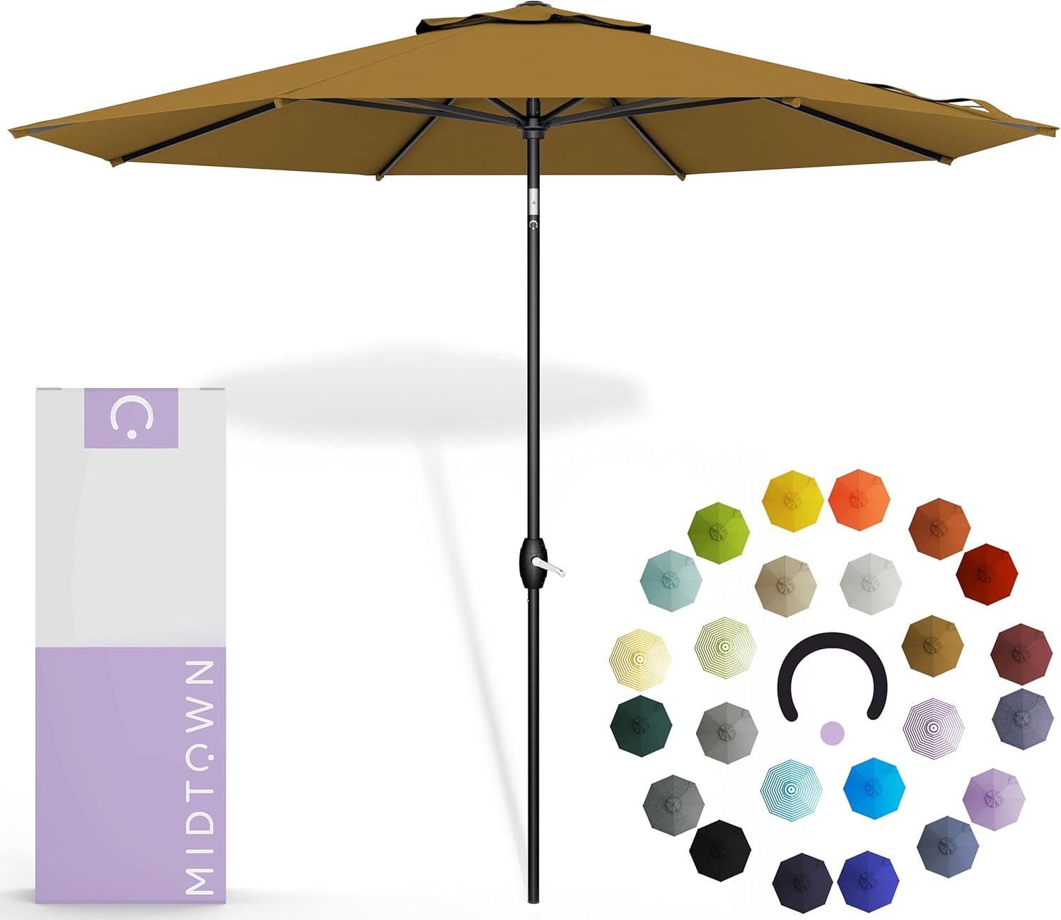 Midtown Umbrellas 9 Ft Auto-Tilt Patio Umbrella for Outdoor Use