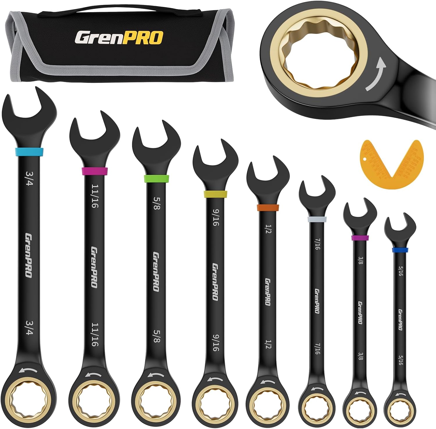 Ratchet Wrenches Set - 9PC SAE Long Box Open End Tool Set