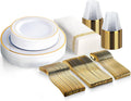 Gold Disposable Dinnerware Set 175 Piece - Elegant Party Pack