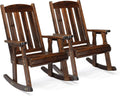VINGLI Outdoor Rocking Chair Set - Heavy Duty 600 LBS Wooden Rocker