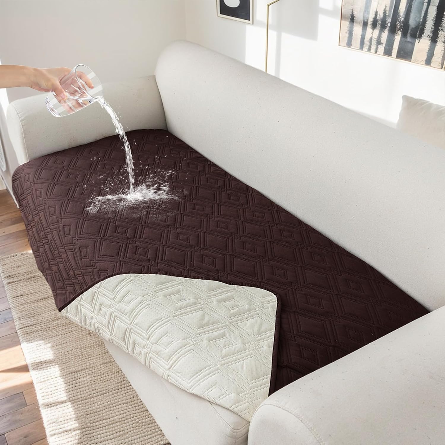 Genina 100% Waterproof Couch Cover for 3 Cushion Sofa Protection
