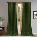 Moss Green Velvet Drapes 96 in Panels - Thick Blackout Privacy