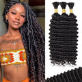 Human Braiding Hair for Boho Braids 14 in Curly Deep Wave - Knotless