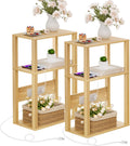 3 Tier Small Narrow Bamboo Side Table Set of 2 - Slim Nightstand