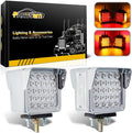 Double Face Square LED Fender Pedestal Lights Amber/Red - Chrome Visor