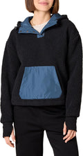 Teddy Fleece Quarter Button Hooded Jacket - Cozy, Warm Layer