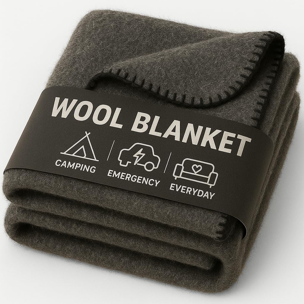 Wool Camping Blanket for Outdoor Adventures and Emergency Use