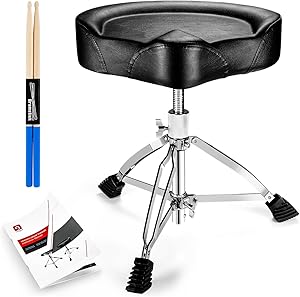 Vangoa Drum Throne Saddle Height Adjustable Padded Seat for Drummers
