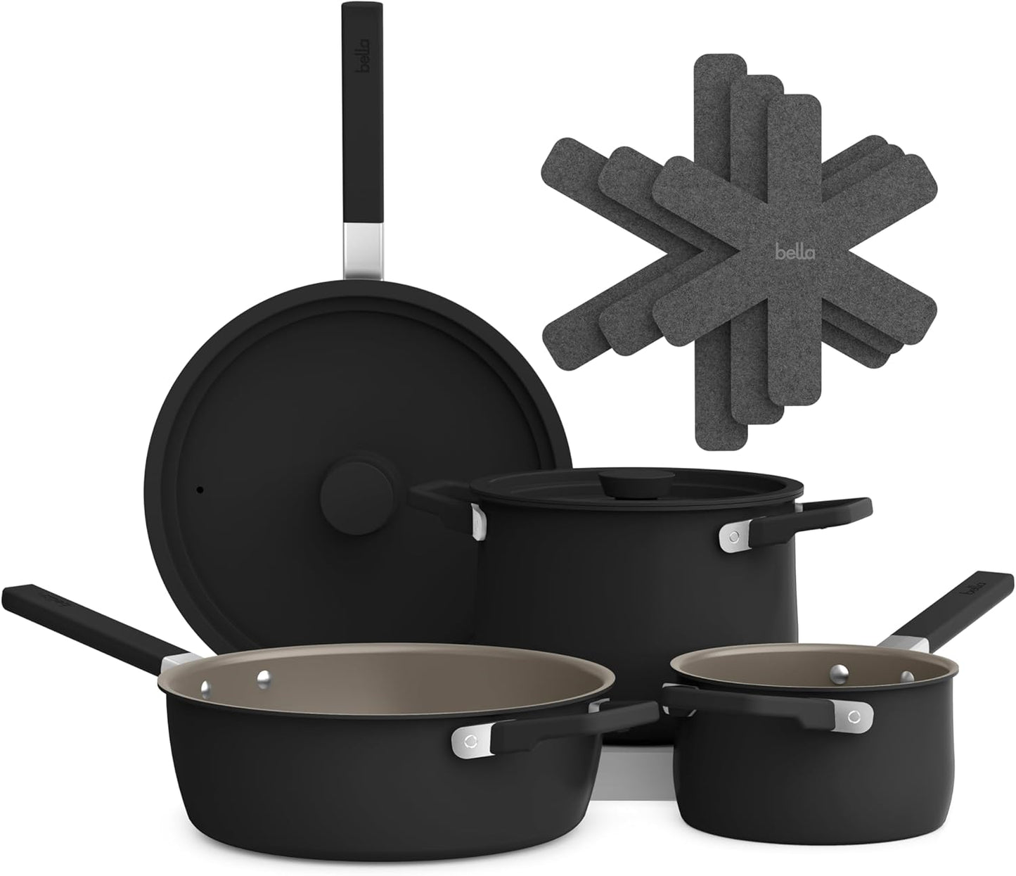 Bella 9 Piece Ceramic Nonstick Cookware Set for Every Kitchen