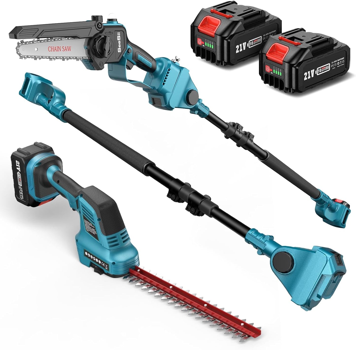 SEESII 6-in-1 Cordless Pole Saw & Hedge Trimmer Combo Kit
