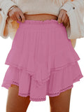 Flowy Shorts for Women Casual Boho Ruffle Tiered Skorts (Style PQKT)