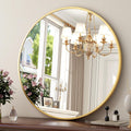 30 Inch Round Mirror - Matte Gold Circle Decorative Wall Mirror